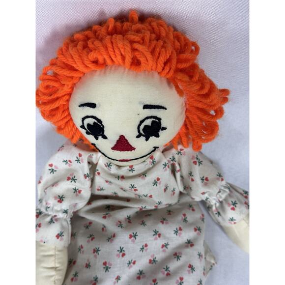 Vintage - No Makers Tag ~ Orange Hair Raggedy Anne Soft Cloth Doll 15" Tall - Picture 4 of 6